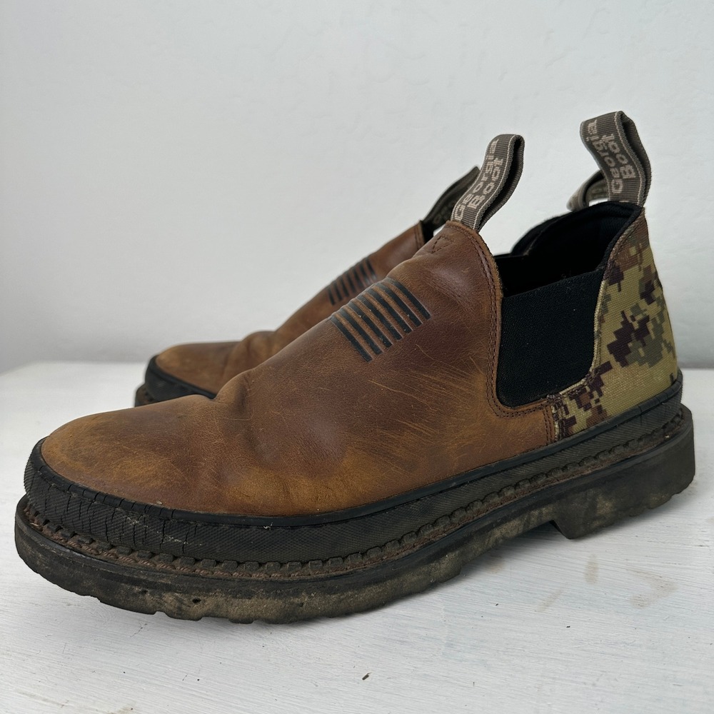 Georgia Boot Romeo Mens 11.5 Giant GB00511 Brown Camo Leather Slip On Work Boot